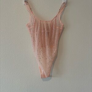 NWT VS Sparkling Sheer Pink Bodysuit